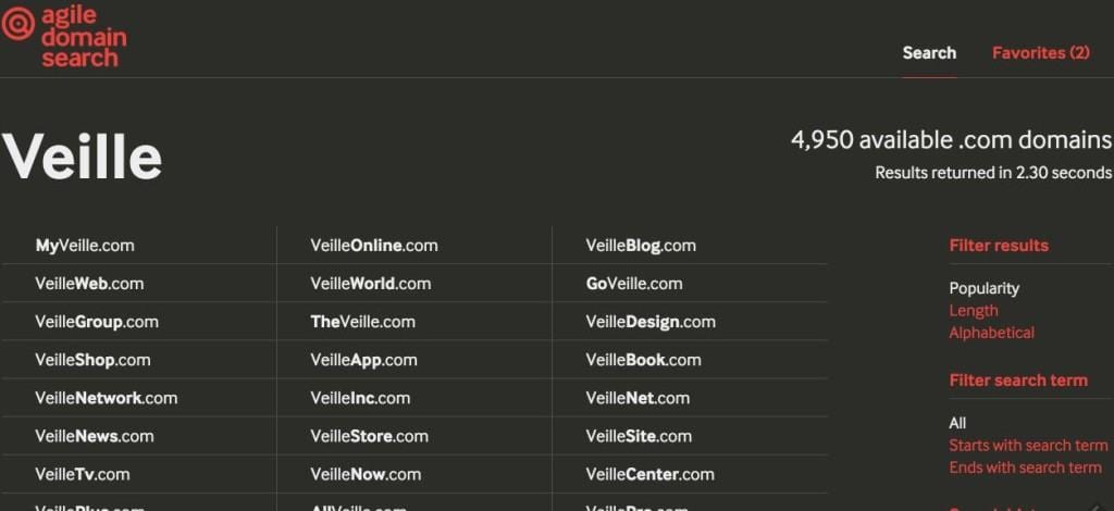 Agile domain search