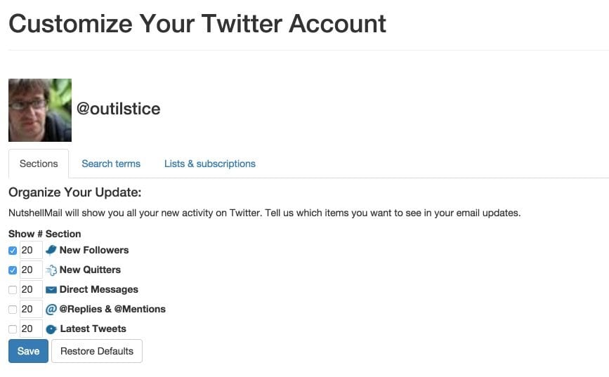 TWitter alertes