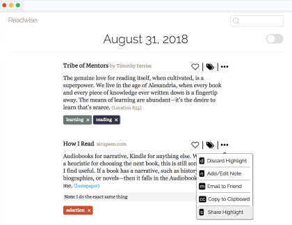 instapaper readwise