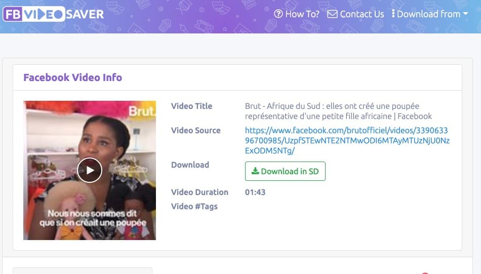 Récupérer video depuis Facebook