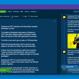 Chirr App. Transformez un article de blog en un thread Twitter en un clic