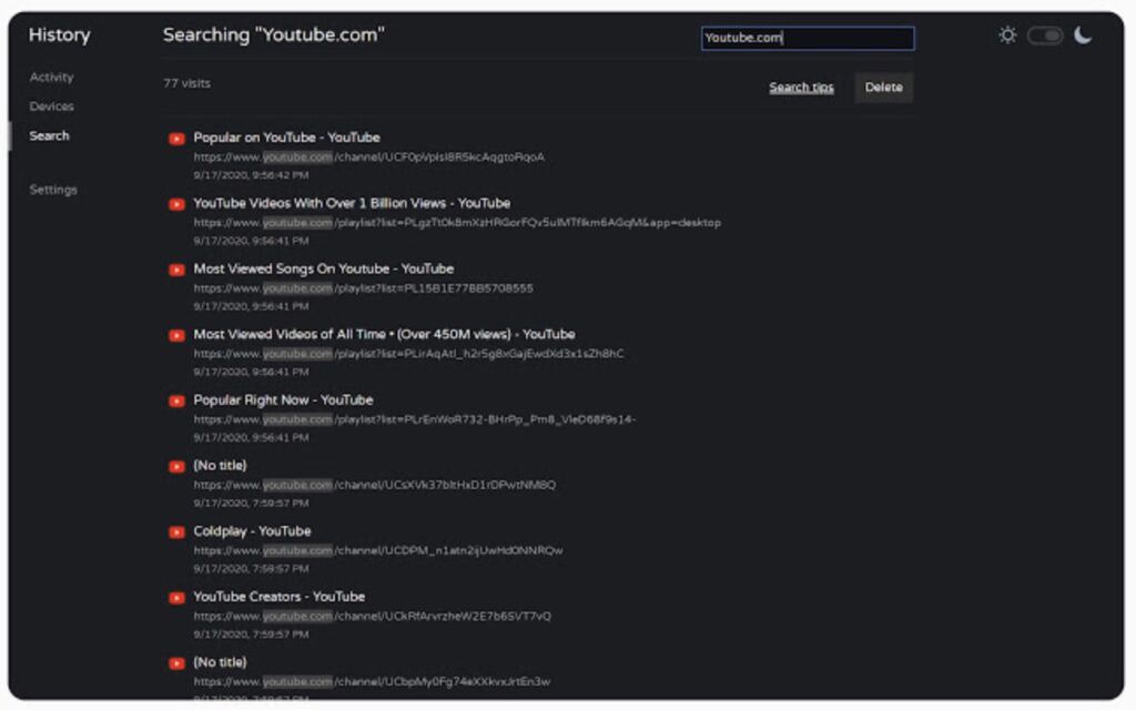 Meilleur historique de navigation Chrome