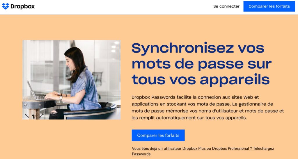 Dropbox gestion des mots de passe