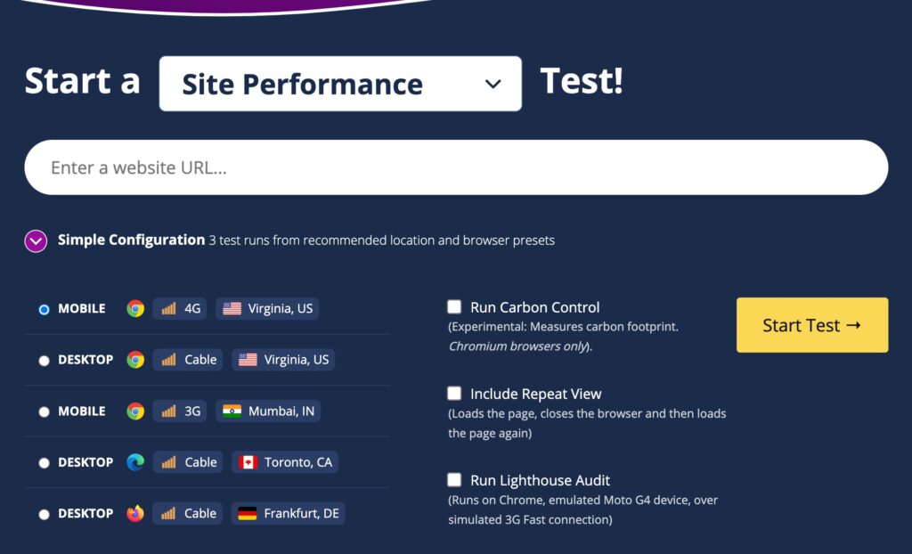 Web page test