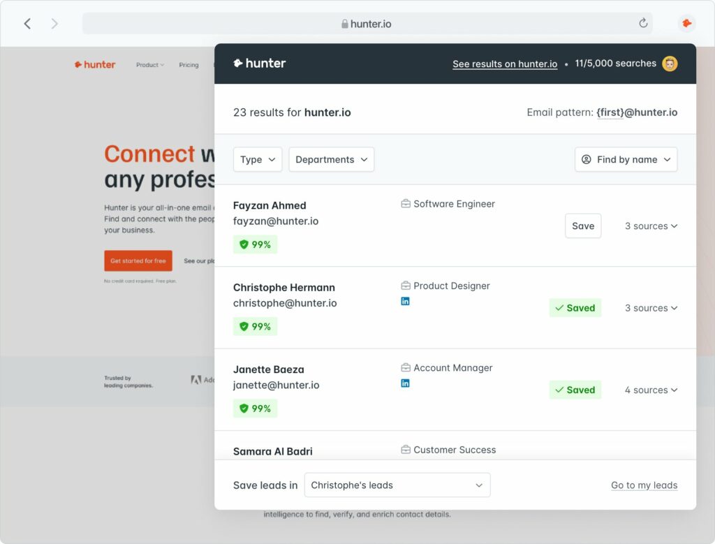 extension chrome hunter