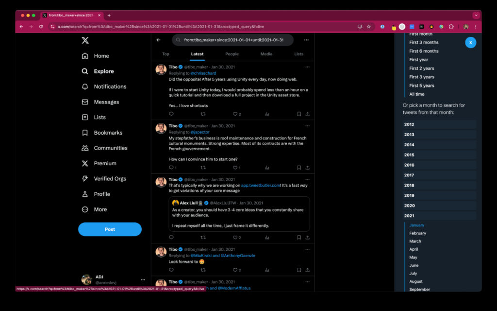 time machine scrapper sur twitter